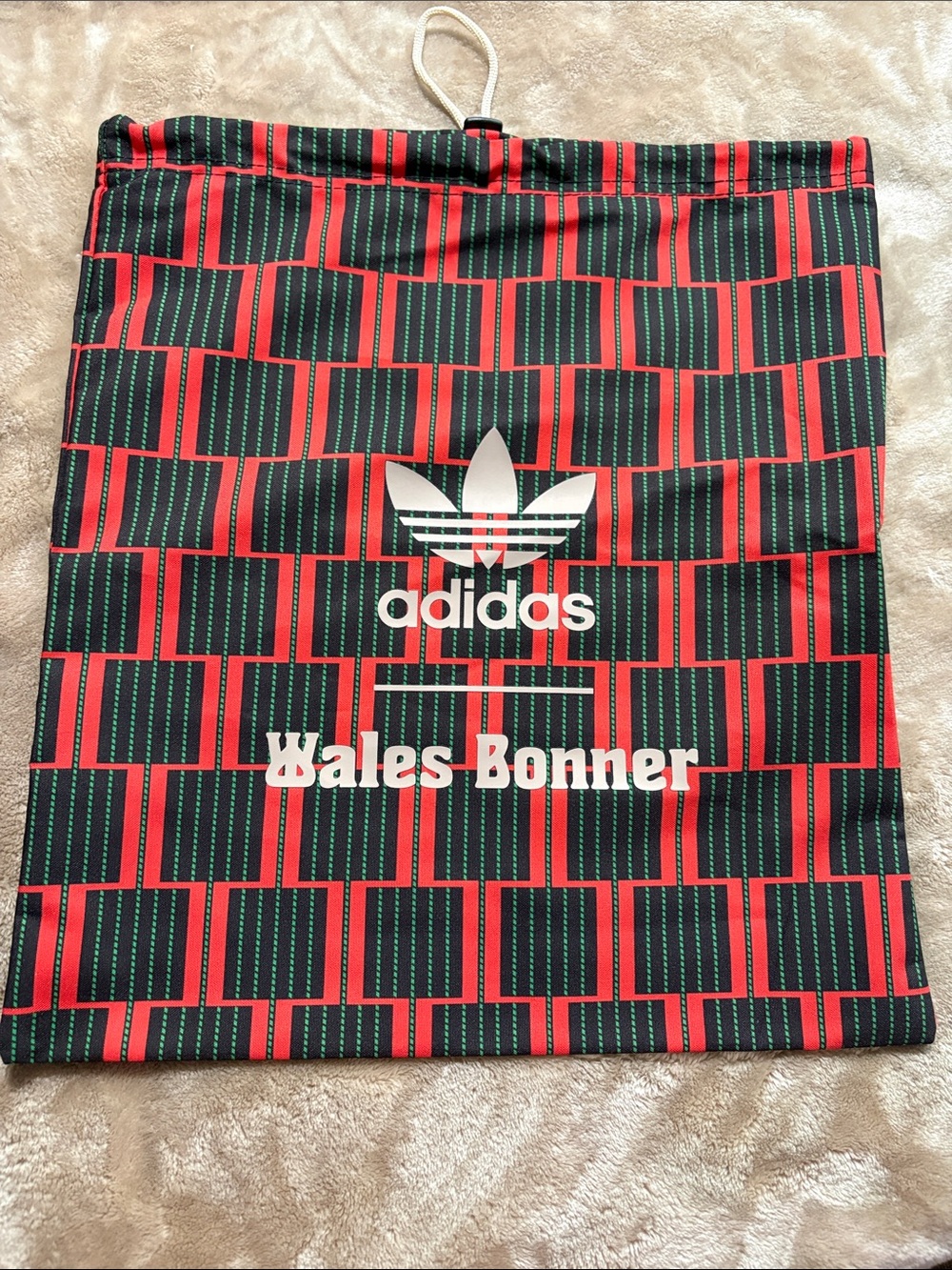 Adidas x Wales Bonner Collectible Drawstring Shoe Dust Bag Pouch Geometric Knit